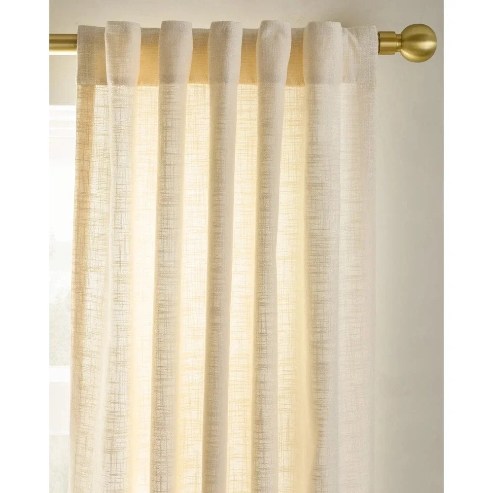 Quince Textured Cotton Ivory Curtain Panel 48x108 Home‎ Window Light Filtering